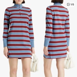 Veronica Beard Long Sleeve Striped Dress in Blue and Red